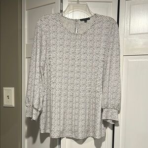 Adrianna Papell Cream Blouse with Black fleck design